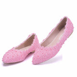 White Lace Flat Shoes Shallow Mouth Single Shoes Women Comfortable Pregnant Women Flats Casual Shoes Women Cotton