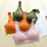 Silk Bra Seamless Vest Bras Women Soft Thin Push Up Underwear Lingerie Sleep Top Chest Padded Bralette топ женский