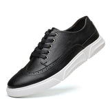 Zingj Men's Plus Size Board Shoes Fashion Trend Breathable Leather Shoes Casual Shoes Lace Up Single Shoes Korean Men's