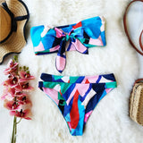 2021 One Shoulder Swimsuit Ruffle Swimwear Women Leaf Print Swimming Suit for Women Sexy biquini