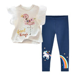 Pieces Kids Children Girls Clothes Set Little Girl Summer Cartoon Print T Shirt and Pants Leggings Outfits Clothing