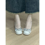 Bow Beautiful Silver Mary Jane High Heel Women's Back Empty Coarse Sandals 2025 Summer New Single