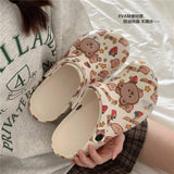 Sandals Korea Ins Style Cute Cartoon Little Bear Deco Hole Shoes Antislip Thicken Sole Outdoor Beach Summer Flats