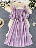 Women Maxi Summer A-line Party Fashion Dress Female New Casual Vintage High Waist Sundress Vestidos Robe Female
