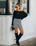 women Plaid skirt autumn new style commuting houndstooth skirt A-line length lady short skirt good fashion women