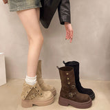 Red Retro Pine Cake Thick Bottom Martin Boots English Wind Legs Fine Women 2025 New Fashion Thin Increase Single