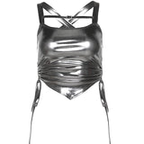 2023 Spring And Summer New Women's Solid Color Dress Fashion Slings Folding Sexy Bare Vest