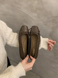 Zingj Single Shoe Shallow Bow Spring 2024 New French Gentle Night Wind Flat Scoop Shoes Women's
