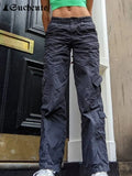 SUCHCUTE Baggy Jeans Women New Fashion Solid Wide Leg Pants Cotton Streetwear Outfits Vintage Low Waist Denim Trousers