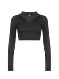 Long Sleeve Rib Knit Crop Top- Outfit