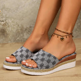 Zingj Summer New Ladies Slope With Thick Bottom Fish Mouth Slippers Large Size High Heel Cool Slippers