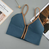 Tube Top Front Zipper Crop Tops Bra Women Camis Sexy Triangle Cup Navel Backless Underwear