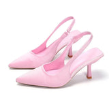 Zingj Size High Heel Sandals Baotou Back Empty Rear Trip New Shallow Pointed Single Heel Heels-Outfit
