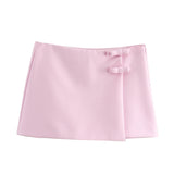 New Hanging Neck Bows Decorated Solid Color Top