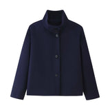 Women's Autumn New Fashion Asymmetric Blending Short Loose Coat