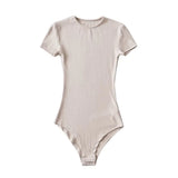 Zingj Summer's New Tight Elastic Round-Neck Short-Sleeved T-Shirt Slim And Solid Color Bottom