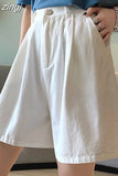 100% Cotton Korean Oversize 4Xl Shorts Women Harajuku High Waist Fashion Wide Leg Short Pants Summer Solid All Match