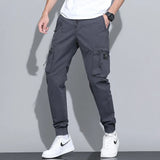 New Side Pocket Men's Trousers Big Overalls Autumn Casual Pants Men's Overalls Elastic Band Overalls