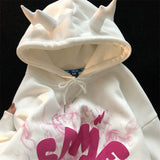 sense small horns hoodie autumn and winter new sweater women plus velvet couple wear ins outer