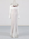 Sexy Babes Wind Bag Hip Dress 2025 Summer New One-Word Shoulder Lace Hollow Design Body-Renovation Fishtail