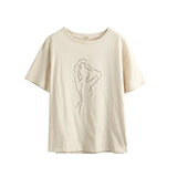 Summer T-shits Woman Girls Printing Abstract T-shirts Casual Short Sleeve 100% Cotton Tops