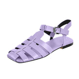 Onlymaker Brand Women's Flat Sandals Summer Casual Soft Genuine Leather Summer Roman Female Big Size Fashion