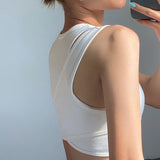 Zingj Women's Asymmetrical Solid Color Vest Two Sets Of Summer Clothes Casual Pleated Top-Outfit