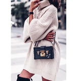 2020 Autumn Winter Oversized Women Turtleneck Sweaters Knitted Pullovers Loose Thick Warm Long Knitted Sweater