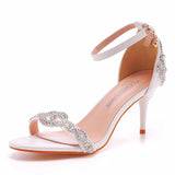 Cm Temperament Light Mouth With Fine Sandals Crystal Yellow Diamond Wedding Shoes Sexy Fish Mouth Summer