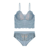 Sexy Lace Push Up Bra Set Women's Wire Free Underwear Ultra thin Triangle Cup Bras Romantic Black Embroidery