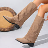 New Autumn And Winter Sharp Western Cowboy Knight High Boots Women Retro Embroidered Long Boots Trouser
