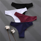 Brazilian Panties Cotton Women Underwear Ladies Solid Color T-back Underpants Sexy Low-rise Panty