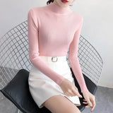 Autumn Winter Women Pullovers Sweater Knitted Korean Elasticity Casual Jumper Fashion Slim Turtleneck Warm Female