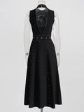 High-End Collar Sleeveless Dress Woman 2025 New Heavy Industry Nail Bead Temperament To Close The Waist Thin Dress
