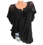 Size Loose Short-Sleeved Lace Women Blouses Cotton Blouses Summer Shirt Tops Sexy Fashion Women