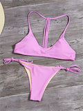 colored push up bikini set with high