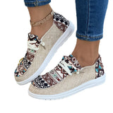 Spring New Laced Canvas Loafers, Women's Shoes, Flat-Soled Casual Shoes, Ladies' Cloth Shoes, Mother's