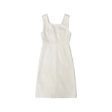 2021 Summer Korean Style Deep V Neck Midi Dresses Woman Slim Sleeveless Tank Dress Elegant Ladies