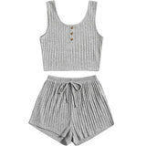 And Summer Women's Hot Style Slim Vest Shorts Set Casual Home Clothes Two