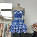 Summer Trend Light Luxury Classic Embroidery To Hit The Elastic Waist To Show Thin Dress Cake