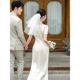 Temperament Engagement Dress Woman 2025 Winter New French License Simple Temperament Daily Can Wear Small White