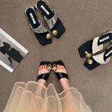 Evening French Dress With Coarse Coated Toe Cool Slippers Wear 2025 New Summer Buckle Beautiful Fashion