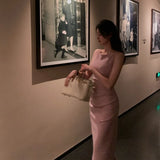 New Bodycon Midi Dress Women Backless Summer Sexy Club Dresses Elegant Sleeveless Spaghetti Strap Party