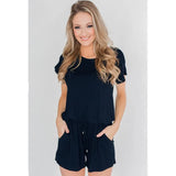 2020 Summer Fashion O Neck Hollow Out Women's Jumpsuit Casual Slim Stripe Patchwork Short Sleeve Pocket Ladies