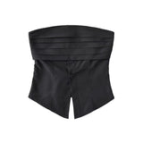 Zingj Trendy Women's Dress Spicy Girls Design Sense To Wear A Retro Sleeveless Blouse With A Solid Color Waist-Fitting Girdle And