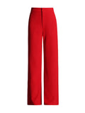 Zingj Spring New Fashion Temperament Pure Color High Waist Straight Tube Side Diamond Decoration Splicing Advanced Sense Long Suit
