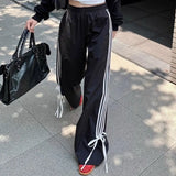 Piping Details Bow Wide Leg SweatpantsOutfit