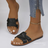 Light-And-Dip Flat-Bottomed Slippers Women Wear A Word Retro Beach Cool