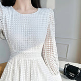 Long Sleeves White Midi Dresses for Women 2023 New Autumn French Elegant Fashion Evening Wedding Party Robe Female