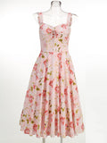 Hot Sale Of New Sexy Slings Print Dress Mid-Length Dress High-End Temperament Thin Tie Dress Dress Dress